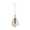 Demdaco Mini Inspired Bell, Blessed -Home Improvement Store Blessed Mini Stoneware Bell With Cross Cutout 1008010010 01