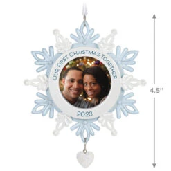 Hallmark Our First Christmas Together Snowflake 2023 Photo Frame Ornament -Home Improvement Store BlueWhite Snowflake Picture Frame Keepsake Ornament 1699QGO2879 03