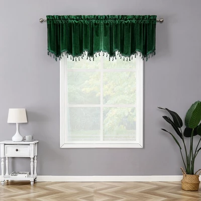 Kate Aurora Royal Living 2 Pack Beaded Tassel Trimmed Rod Pocket Velvet Window Valances 8 Kate Aurora Royal Living 2 Pack Beaded Tassel Trimmed Rod Pocket Velvet Window Valances - Image 6