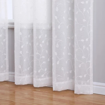 Trinity Embroidered Sheers Semi Curtains Transparent Drapes Window Treatments Grommet Top, 2 Panels 5 Trinity Embroidered Sheers Semi Curtains Transparent Drapes Window Treatments Grommet Top, 2 Panels - Image 3