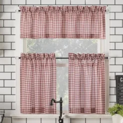 Parkham Farmhouse Plaid Rod Pocket Semi-Sheer Kitchen Curtain Valance And Tiers Set - No. 918 -Home Improvement Store GUEST 02851f0d 2296 494c af49 e690d1141732