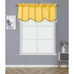Kate Aurora Luxurious Solid Colored Scalloped Rod Pocket Window Valance With Crystal Beaded Trim -Home Improvement Store GUEST 04baeb7c 494e 4280 adea 9a6d9b8a2ee9