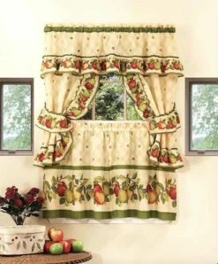 GoodGram Apple Orchard Complete 5 Pc. Kitchen Curtain Tier & Swag Set