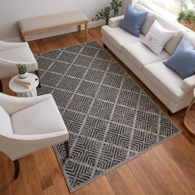 Katari Modern Geometric, Gray/Tan/Black, 1'-8" X 2'-10" Accent Rug 3 Katari Modern Geometric, Gray/Tan/Black, 1'-8" X 2'-10" Accent Rug