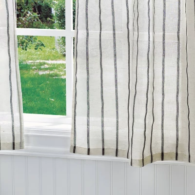 56"x36" Sheer Laguna Striped Window Valance And Curtain Set - Martha Stewart 4 56"x36" Sheer Laguna Striped Window Valance And Curtain Set - Martha Stewart - Image 2