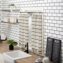 Set Of 2 Twill Striped Anti Dust Sheer Cafe Curtain - Clean Window -Home Improvement Store GUEST 0a452f89 4879 442a 8d0a 0bb75901574b