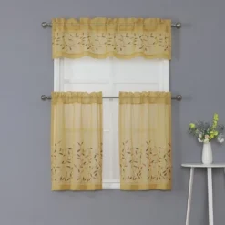 Kate Aurora Shabby Sheer Embroidered Complete 3 Piece Floral Rod Pocket Cafe Kitchen Curtain Tier & Valance Set -Home Improvement Store GUEST 10df87a9 4d7f 47c8 887e 4bb362cc554a