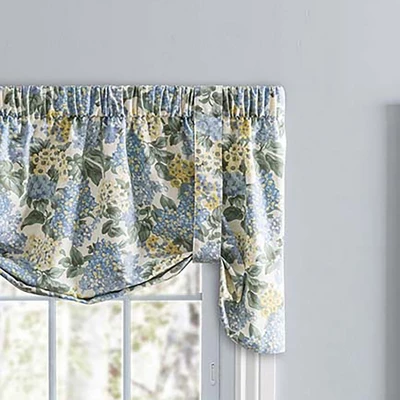 Ellis Hydrangea Classic Pattern Printed 3" Rod Pocket Window Tie Up Valance 60"x24" Blue 4 Ellis Hydrangea Classic Pattern Printed 3" Rod Pocket Window Tie Up Valance 60"x24" Blue - Image 2