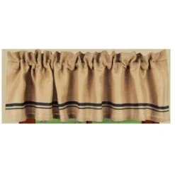 Home Collections By Raghu Burlap Stripe Valance, Black 72x15.5