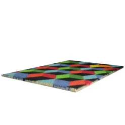 Northlight Red And Green 3D Cube Design Rectangular Outdoor Doormat 29" X 18"