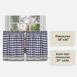 Kate Aurora 2 Piece Country Farmhouse Buffalo Plaid Rod Pocket Cafe Tier Curtain Panels With Macrame Border -Home Improvement Store GUEST 183ed428 df05 4df7 9fdb 58ecd5ae3cd9