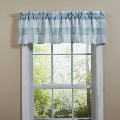 Split P Buffalo Check Watercolor Blue Mist Valance 60" X 14" 3 Split P Buffalo Check Watercolor Blue Mist Valance 60" X 14"