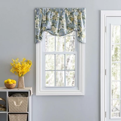 Ellis Hydrangea Classic Pattern Printed 3" Rod Pocket Window Tie Up Valance 60"x24" Blue 3 Ellis Hydrangea Classic Pattern Printed 3" Rod Pocket Window Tie Up Valance 60"x24" Blue