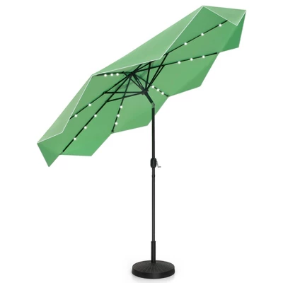 Captiva Designs 9ft Fringed Elegant Valance Crank Tilt With Lit Patio Market Umbrella Green 4 Captiva Designs 9ft Fringed Elegant Valance Crank Tilt With Lit Patio Market Umbrella Green - Image 2
