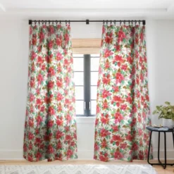 Ninola Design Poinsettia Holiday Flowers Single Panel Sheer Window Curtain - Deny Designs -Home Improvement Store GUEST 1dc7f543 b657 4b12 8a5a 5abf91fc2130