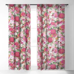 Alison Janssen Never Too Many Flowers Single Panel Sheer Window Curtain - Society6