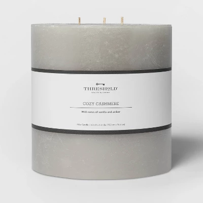 Pillar Cozy Cashmere Candle Gray - Threshold™ 6 Pillar Cozy Cashmere Candle Gray - Threshold™ - Image 4