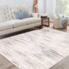8x10 Rugs Non-Slip ¨C Modern Boho Abstract Area Rug Stain-Resistant Low Pile Carpet | Machine Washable Ivory Accent Rug With TPR Backing