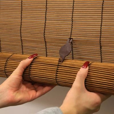 48" X 72" Outdoor Imperial Matchstick Rayon From Bamboo Cord-Free Natural Rollup Blinds Fruitwood - Radiance 5 48" X 72" Outdoor Imperial Matchstick Rayon From Bamboo Cord-Free Natural Rollup Blinds Fruitwood - Radiance - Image 3