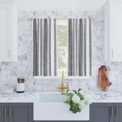 Set Of 2 Slub Textured Striped Cotton Cafe Curtain Tiers Black/White - Archaeo 9 Set Of 2 Slub Textured Striped Cotton Cafe Curtain Tiers Black/White - Archaeo -Home Improvement Store GUEST 1eb44bd1 f8e5 4959 9800 31d9dbed9723