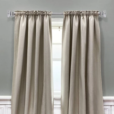Decorative Drapery Curtain Rod With Acrylic Square Finials Brushed Nickel - Lumi Home Furnishings 4 Decorative Drapery Curtain Rod With Acrylic Square Finials Brushed Nickel - Lumi Home Furnishings - Image 2
