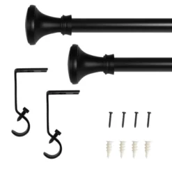 Lumi Home Furnishings 28"x48" Decorative Drapery Single Rod Set With Trumpet Finials Matte Black -Home Improvement Store GUEST 21168825 3eb0 4edf 9341 6bbbb76c621c
