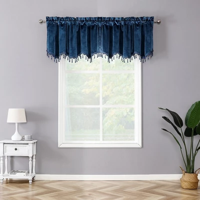 Kate Aurora Royal Living 2 Pack Beaded Tassel Trimmed Rod Pocket Velvet Window Valances 3 Kate Aurora Royal Living 2 Pack Beaded Tassel Trimmed Rod Pocket Velvet Window Valances