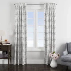 Bacati - Love Grey Kisses N Hugs Cotton Printed Single Window Curtain Panel -Home Improvement Store GUEST 2586dfb8 fe10 4d57 b759 bbe123e1aae2