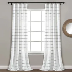 Home Boutique Ombre Stripe Yarn Dyed Cotton Window Curtain Panels Gray/Multi 40X84 Set