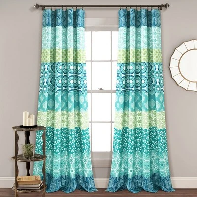 Home Boutique Bohemian Stripe Window Curtain Panels Blue/Green 52X84 Set 3 Home Boutique Bohemian Stripe Window Curtain Panels Blue/Green 52X84 Set