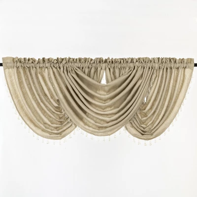 GoodGram 2-Pack: Beaded Emerald Crepe Waterfall Valances 4 GoodGram 2-Pack: Beaded Emerald Crepe Waterfall Valances - Image 2