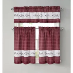 Kate Aurora Country Living Gingham Check Hope Faith Love 3 Pc Cafe Kitchen Curtain Set -Home Improvement Store GUEST 2dcdc90d bcd0 4256 8b98 e337d58beaf6