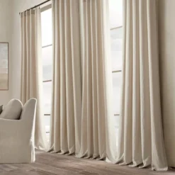 Home Boutique Belgian Flax Prewashed Linen Rich Cotton Blend Window Curtain Panel Single Linen 50x84