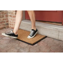 1'5" X 2'5" Striped Indoor/Outdoor Recycled Rubber/Coir Doormat Natural/Black - Entryways -Home Improvement Store GUEST 301a44f9 a7ec 4bfc b5a9 59eb7429d239
