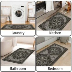 FURNIinspire Floor Mats Home 3 Piece Kitchen Rug Machine Washable Floor Mat For Living Room, Vintage Carpet, Non Slip, Black, 60"*20" 9 FURNIinspire Floor Mats Home 3 Piece Kitchen Rug Machine Washable Floor Mat For Living Room, Vintage Carpet, Non Slip, Black, 60"*20" -Home Improvement Store GUEST 301d3950 15a8 4be8 884d 05a51feedc99