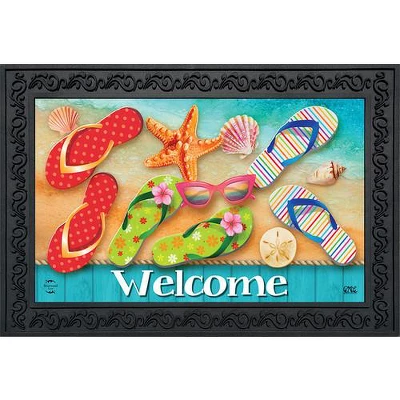 Briarwood Lane Surfside Flip Flops Summer Doormat Welcome Beach Indoor Outdoor 30" X 18" 3 Briarwood Lane Surfside Flip Flops Summer Doormat Welcome Beach Indoor Outdoor 30" X 18"
