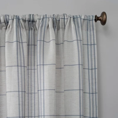 Castille Farmhouse Plaid Semi-Sheer Rod Pocket Curtain Panel - No. 918 3 Castille Farmhouse Plaid Semi-Sheer Rod Pocket Curtain Panel - No. 918
