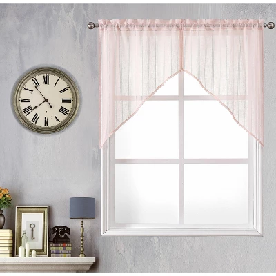 Kate Aurora Modern Chic Complete 4 Piece Striped Sheer Kitchen Curtain Tier & Valance Set 4 Kate Aurora Modern Chic Complete 4 Piece Striped Sheer Kitchen Curtain Tier & Valance Set - Image 2