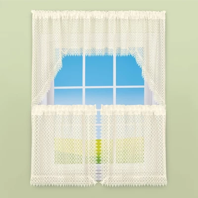 Collections Etc Elegant Detailed Lace Rod Pocket Top Window Curtains 4 Collections Etc Elegant Detailed Lace Rod Pocket Top Window Curtains - Image 2