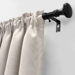 Lumi Home Furnishings 28"x48" Decorative Drapery Single Rod Set With Trumpet Finials Matte Black