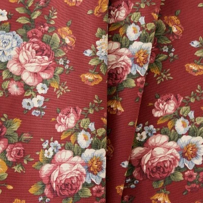 Ellis Bella Rose Stylish Medium Scale Printed Floral Pattern 1.5" Rod Pocket Tailored Valance 58"x15" Red 5 Ellis Bella Rose Stylish Medium Scale Printed Floral Pattern 1.5" Rod Pocket Tailored Valance 58"x15" Red - Image 3