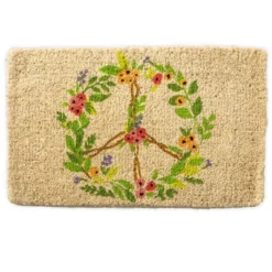 VivaTerra Floral Peace Sign Coir Mat