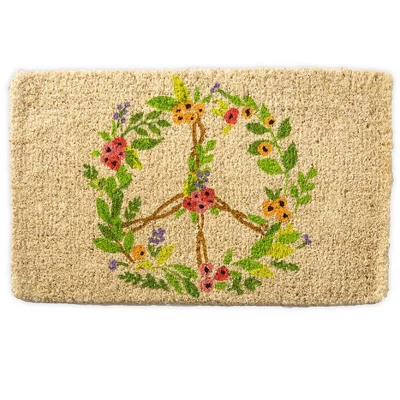 VivaTerra Floral Peace Sign Coir Mat 3 VivaTerra Floral Peace Sign Coir Mat