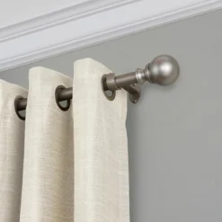 Cordelia 1" Window Drapery Single Curtain Rod With Globe Ball Finial - Elrene Home Fashions