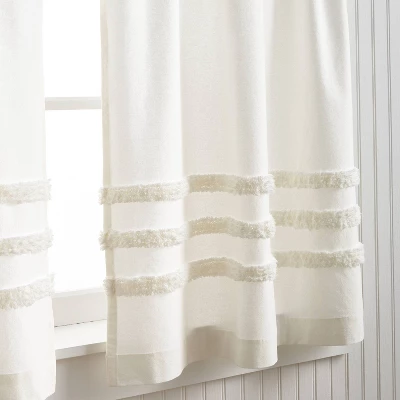3pc Water's Edge Tufted Window Valance And Tiers Set White - Martha Stewart 4 3pc Water's Edge Tufted Window Valance And Tiers Set White - Martha Stewart - Image 2