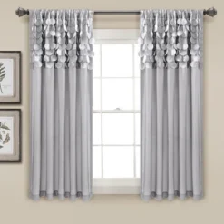 Home Boutique Circle Dream Window Curtain Panels Light Gray 54X63 Set