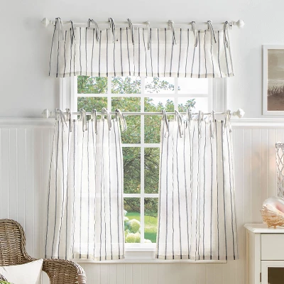 56"x36" Sheer Laguna Striped Window Valance And Curtain Set - Martha Stewart 6 56"x36" Sheer Laguna Striped Window Valance And Curtain Set - Martha Stewart - Image 4