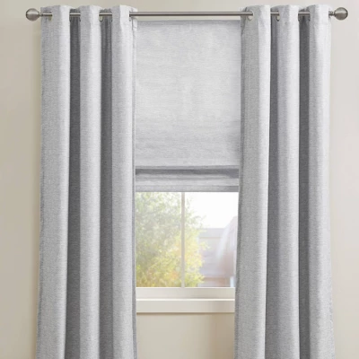 Aberdeen Printed Faux Silk Room Darkening Cordless Roman Blinds And Shade Gray 11 Aberdeen Printed Faux Silk Room Darkening Cordless Roman Blinds And Shade Gray - Image 9