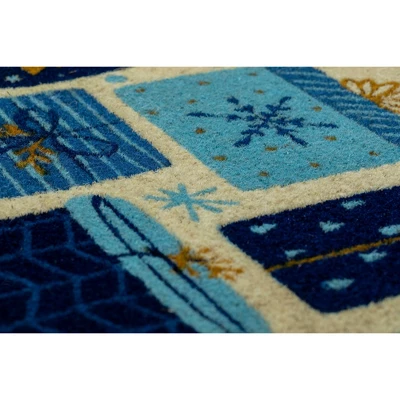 1'4" X 2'4" Christmas Presents Indoor/Outdoor Coir Doormat Blue/Gold - Entryways 3 1'4" X 2'4" Christmas Presents Indoor/Outdoor Coir Doormat Blue/Gold - Entryways
