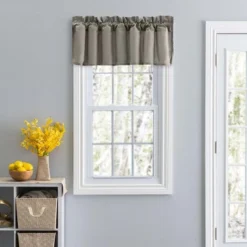 Ellis Stacey Lined 3" Rod Pocket High Quality Fabric Solid Color Window Filler Valance 42"x13" Grey
